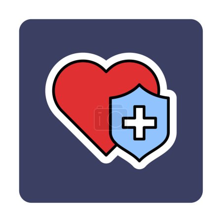 Ilustración de Corazón con icono de cruz, ilustración vectorial. Concepto sanitario - Imagen libre de derechos