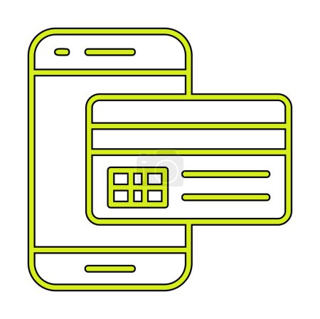 Ilustración de Pago con tarjeta. Pago móvil contorno icono vector - Imagen libre de derechos