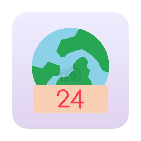 Téléchargez les illustrations : 24 Heures avec illustration vectorielle icône globe - en licence libre de droit