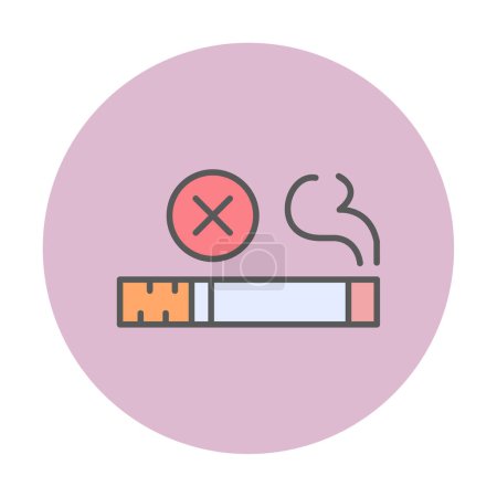 Téléchargez les illustrations : Illustration vectorielle No Tobacco Day, icône de ligne de couleur non fumeur - en licence libre de droit