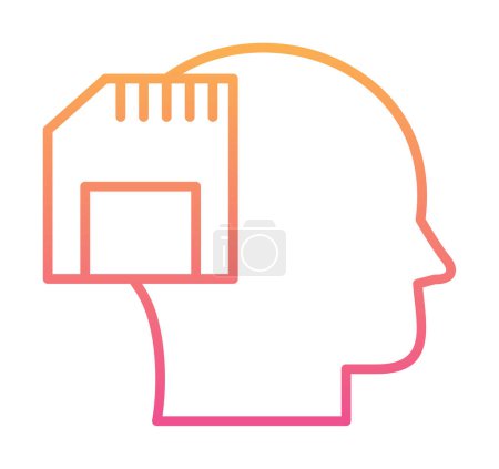 Ilustración de Cabeza humana con icono de tarjeta de memoria, ilustración vectorial - Imagen libre de derechos