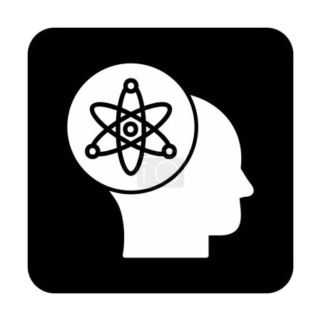 Téléchargez les illustrations : Tête humaine avec atome, icône de la science, illustration vectorielle - en licence libre de droit