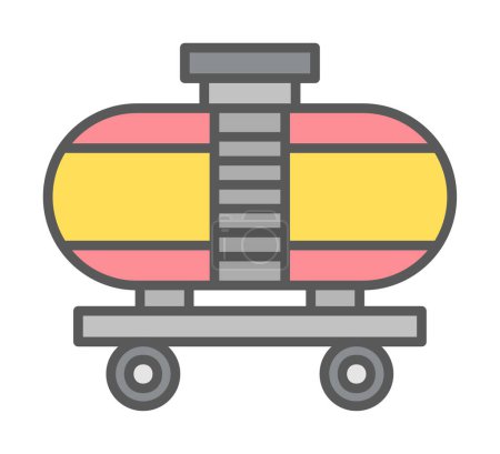 Téléchargez les illustrations : Train, chariot d'expédition icônes. Pictogrammes logistiques pour le fret - en licence libre de droit