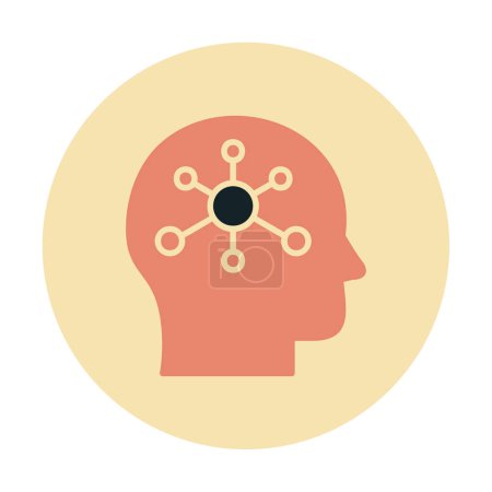 Téléchargez les illustrations : Icône du cerveau avec conception de signe de psychologie - en licence libre de droit