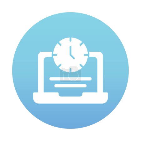 Ilustración de Ordenador portátil con icono de reloj, ilustración vectorial. Concepto de trabajo excesivo - Imagen libre de derechos