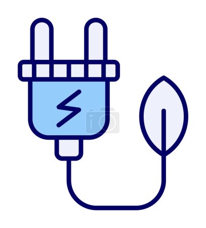 Ilustración de Enchufe eléctrico, icono de energía verde, ilustración de esquema - Imagen libre de derechos