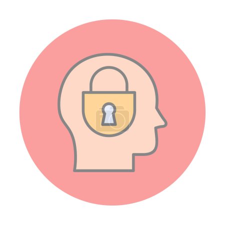 Ilustración de Concepto de seguridad con cerradura en la cabeza de los hombres, icono vector creativo - Imagen libre de derechos