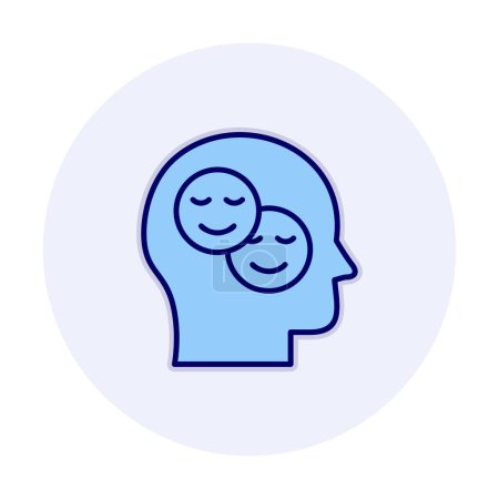 Illustration for Human head with smiling emojis, vector illustration - Royalty Free Image