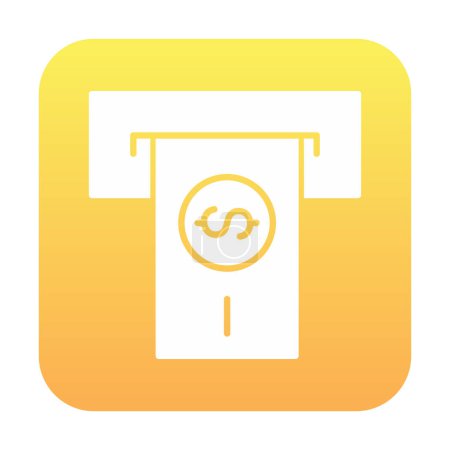 Téléchargez les illustrations : Retirer de l'argent de l'icône de ligne de fente de guichet automatique dans la conception simple sur un fond blanc - en licence libre de droit
