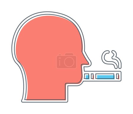 Ilustración de Perfil del hombre fumador con icono de cigarrillo, ilustración vectorial - Imagen libre de derechos