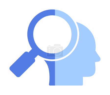 Illustration for Human head with magnify glass icon - Royalty Free Image