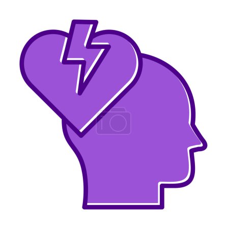 Ilustración de Cabeza humana y corazón roto color plano vector icono de diseño - Imagen libre de derechos