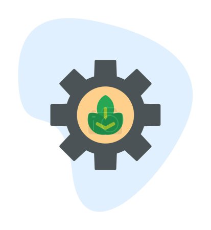 Illustration for Cogwheel with plant icon, ecological sustainability of planet concept, vector illustration - Royalty Free Image