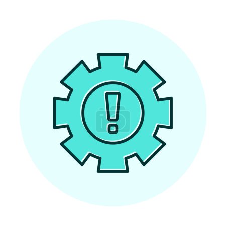 Illustration for Vector illustration of Warning flat icon with cogwheel and exclamation sign - Royalty Free Image