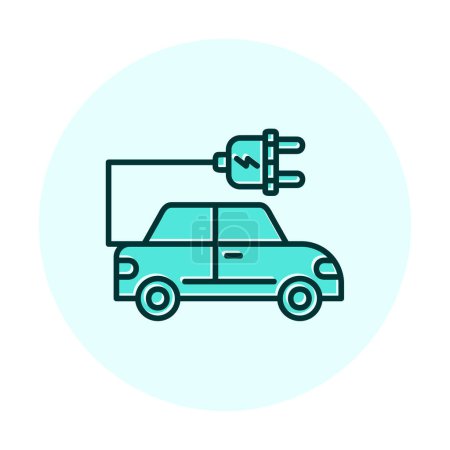 Ilustración de Icono del coche eléctrico. Automóvil eléctrico y símbolo de carga. Eco amigable electro auto vehículo concepto. Ilustración vectorial - Imagen libre de derechos