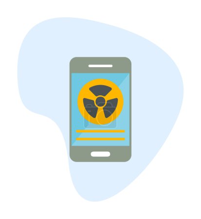 Illustration for Radiation sign on smartphone screen icon - Royalty Free Image