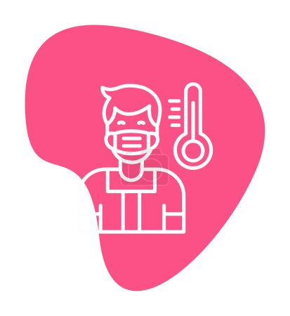 Ilustración de Hombre plano con icono de máscara, estilo de contorno - Imagen libre de derechos