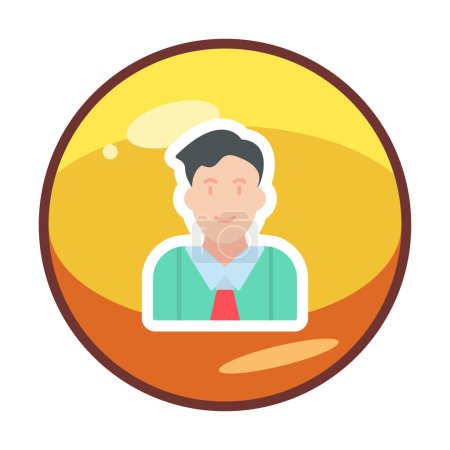 Illustration for Flat Manager line icon. Man in tie. - Royalty Free Image