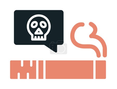 Ilustración de Cráneo plano simple con icono de cigarrillo. ilustración vectorial - Imagen libre de derechos