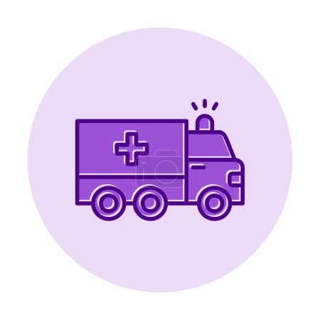 Téléchargez les illustrations : Illustration simple d'icône de vecteur de voiture d'ambulance plate - en licence libre de droit