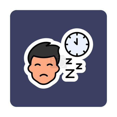 Illustration for Sleeping male face with clock,  vector illustration - Royalty Free Image