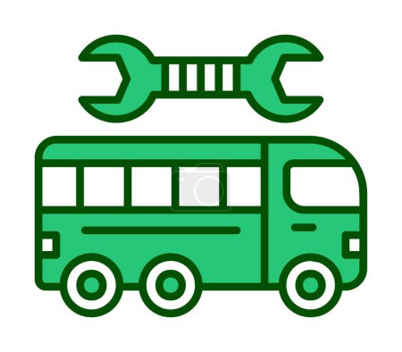 Illustration for Bus with wrench vector icon. cartoon vector - Royalty Free Image
