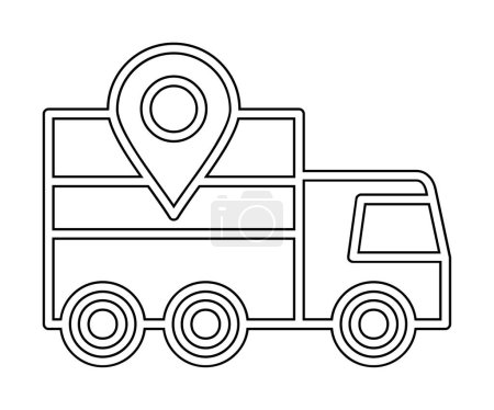 Ilustración de Camión de entrega con icono de ubicación, ilustración de vector simple - Imagen libre de derechos