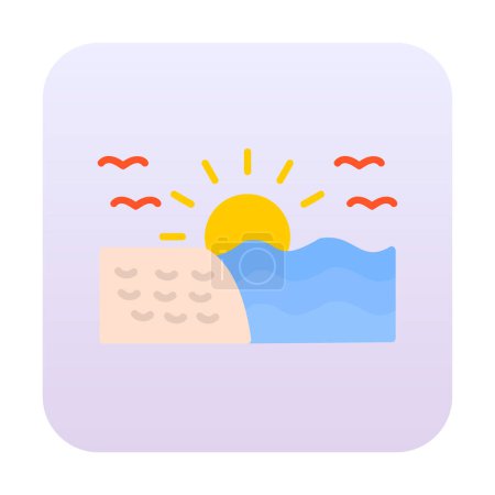 Téléchargez les illustrations : Icône web du lever du soleil sur la mer, illustration vectorielle - en licence libre de droit