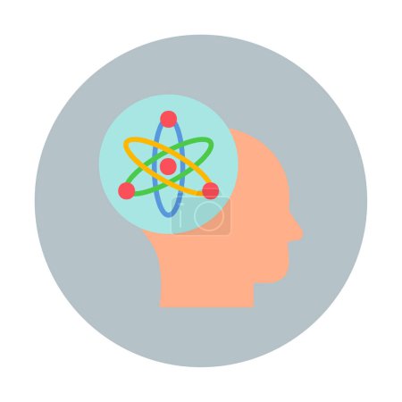 Ilustración de Cabeza humana con átomo, icono de la ciencia, diseño de ilustración vectorial - Imagen libre de derechos