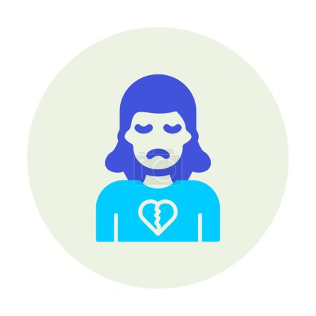 Illustration for Sad woman with  Broken Heart  icon - Royalty Free Image