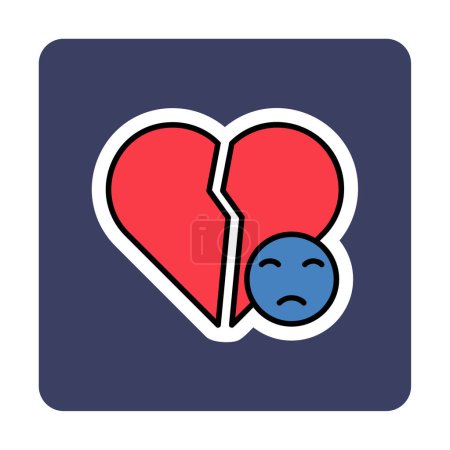 Téléchargez les illustrations : Cœur brisé et icône triste illustration design - en licence libre de droit