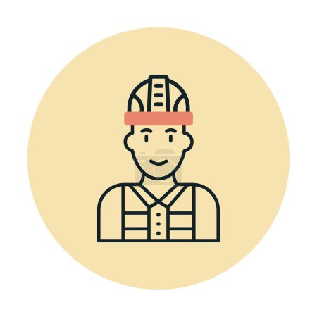 Téléchargez les illustrations : Travailleur homme avec casque vecteur illustration design. Contremaître - en licence libre de droit