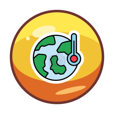 Téléchargez les illustrations : Globe avec icône de vecteur de couleur thermomètre, concept de réchauffement climatique - en licence libre de droit