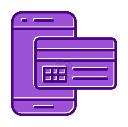 Ilustración de Pago con tarjeta. Pago móvil contorno icono vector - Imagen libre de derechos