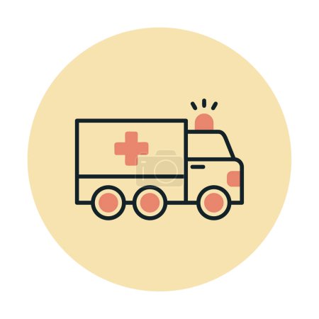 Téléchargez les illustrations : Illustration simple d'icône de vecteur de voiture d'ambulance plate - en licence libre de droit