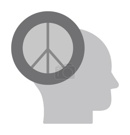 Téléchargez les illustrations : Head icon with peace symbol, vector illustration simple design - en licence libre de droit