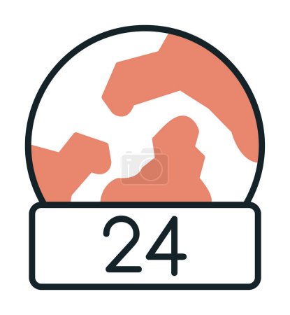 Téléchargez les illustrations : 24 Heures avec illustration vectorielle icône globe - en licence libre de droit