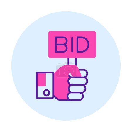 Illustration for Men hands holding placard with the word bid - Royalty Free Image