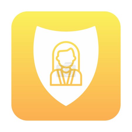 Ilustración de Avatar femenino en el icono de escudo, icono de protección del usuario, ilustración vectorial - Imagen libre de derechos