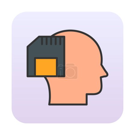 Téléchargez les illustrations : Tête humaine avec icône de carte mémoire, illustration vectorielle - en licence libre de droit