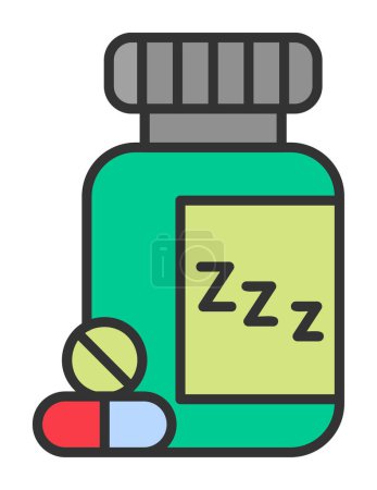 Vektor-Illustration der Schlaftablettenflasche 
