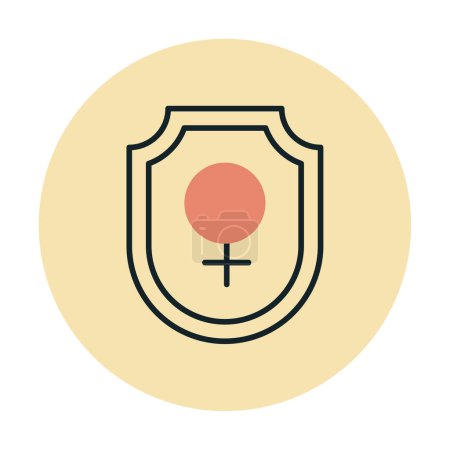 Ilustración de Escudo icono con símbolo de sexo femenino, vector ilustración diseño simple - Imagen libre de derechos
