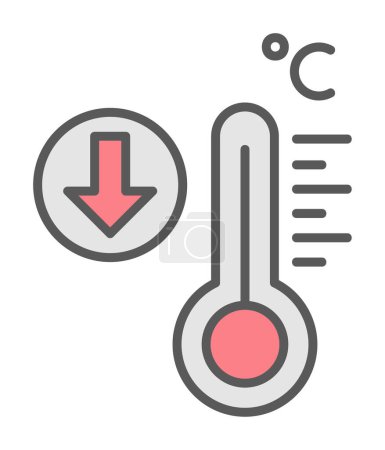 Téléchargez les illustrations : Thermomètre avec illustration vectorielle icône basse température - en licence libre de droit