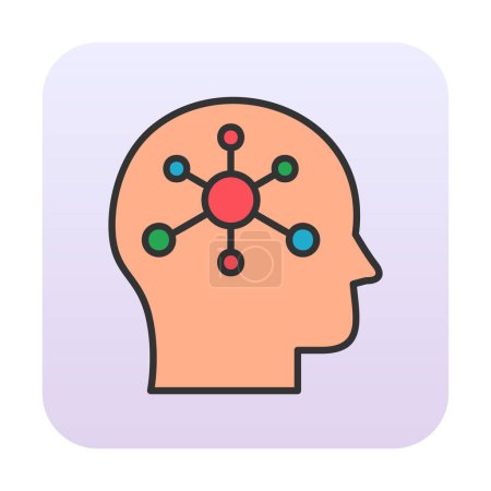 Ilustración de Icono del cerebro con Psicología signo diseño vector ilustración - Imagen libre de derechos