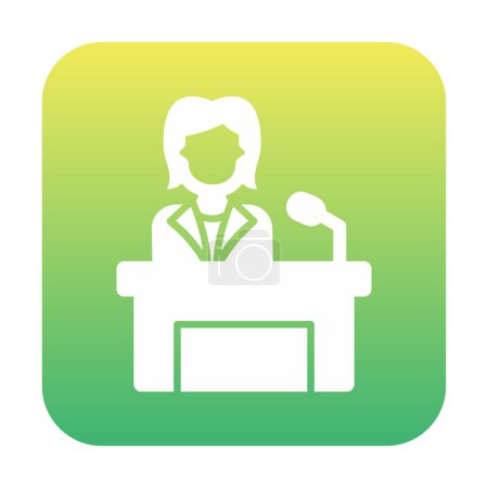 Illustration for Women giving speech at speech stand  icon, vector illustration - Royalty Free Image