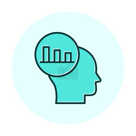 Illustration for Human head icon with graph, vector illustration - Royalty Free Image