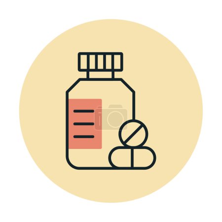 Illustration for Medicine bottle with pills, medical pills icon, vector illustration - Royalty Free Image