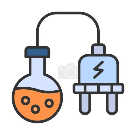matraz de laboratorio con enchufe eléctrico, ilustración vectorial diseño simple