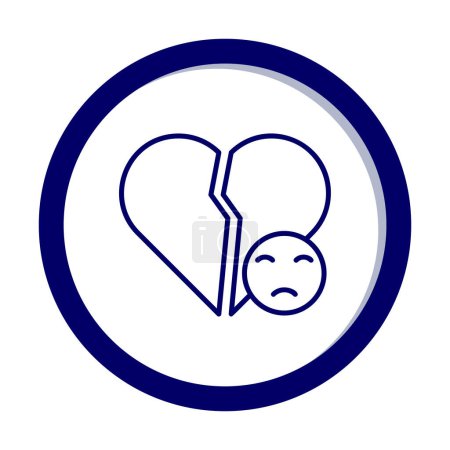 Téléchargez les illustrations : Cœur brisé et icône triste illustration design - en licence libre de droit