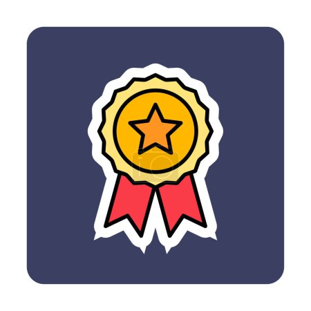 Illustration for Flat Award badge vector flat line icon - Royalty Free Image